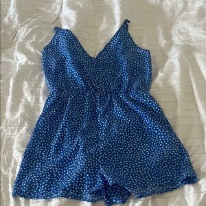 SHEIN Blue and White Patterned Jumpsuit